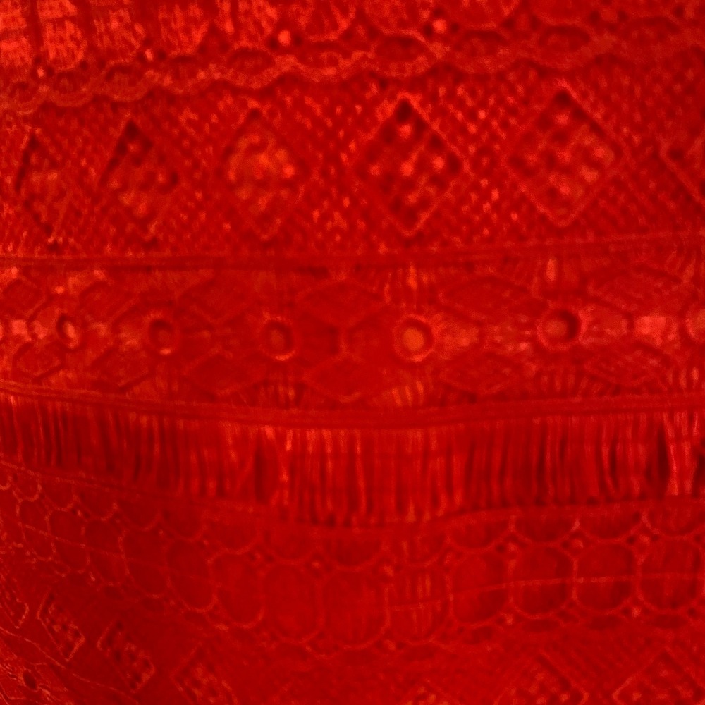 J. Crew Red Fringe Lace Mini Skirt 10 Zip Party Festival Bold Bright - Picture 4 of 7